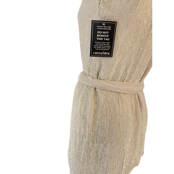 Retrofete Ella Dress One Shoulder Sequin Tie Mini White Small - Picture 8 of 9